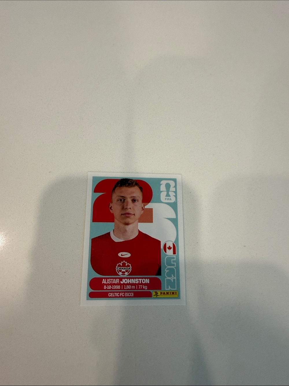 Panini Canada Red Soccer Card - Alistair Johnston